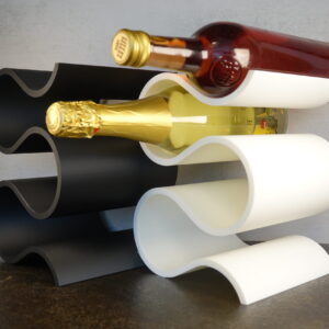 suporte para garrafa de vinho com design em onda