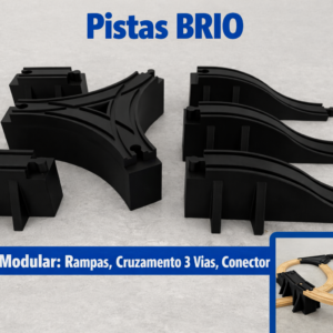 Pilares de elevação impressos em 3D a suportar uma ponte de pistas de comboio de madeira.