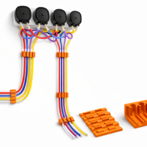 Organizador de mangueiras doseadoras em curva impresso em 3D laranja